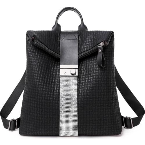 2021 new fashion retro multifunctional backpack female lattice leather backpack ladies small travel backpack school bag girl bag