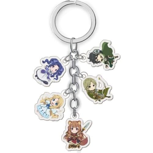 5PCS/Set Anime Collection Key Buckle The Rising of The Shield Hero Acrylic Keychain Comic Figure Transparent Pendants Key Ring