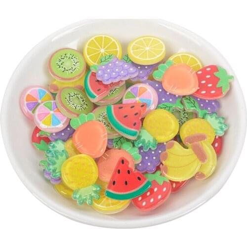 50Pcs Random Mixed Fruit Grape Slices Resin Kawaii Accessories Scrapbooking Cabochon Flatback Decoration Craft Embellishment