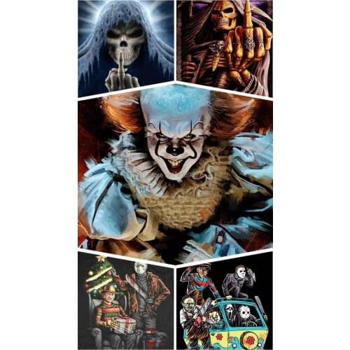 IP Horror Characters,Clown,Killers,5D Diamond Painting,Full Square Round Drills Diamond Embroidery Cross Stitch Kits DIY Pattern