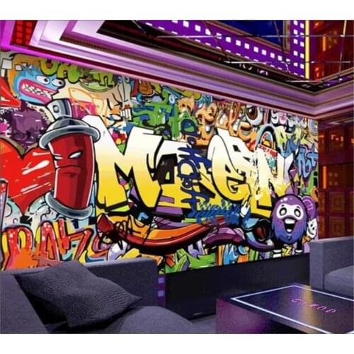 Beibehang Custom wallpaper 3d mural fashion letters graffiti bar KTV background wall living room bedroom wallpaper papier peint