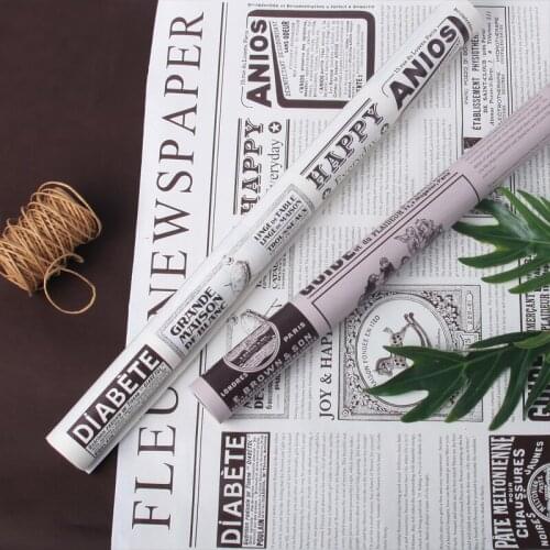 DIY Flower Wrapping Crepe Paper 60cm*10y Retro English Newspaper Inside lining Tissue Paper Bouquet Gift Craft Party Decoration