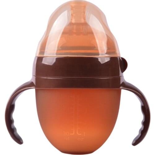 Baby Bottle Nano Silver Silicone Wide Caliber with Handle Straw Baby Feeding Bottle Maternal and Child Supplies Food Feeder Tool