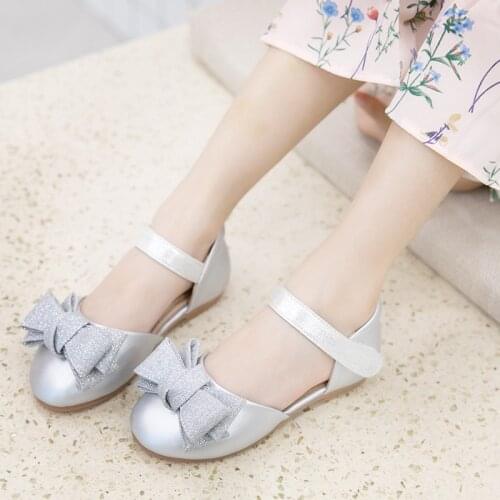 2021 Fashion Bow Girl Dress Beach Shoes For Children Kids Summer Sandals Princess Flat Shoes 3 4 5 6 7 8 9 10 11 12 Years