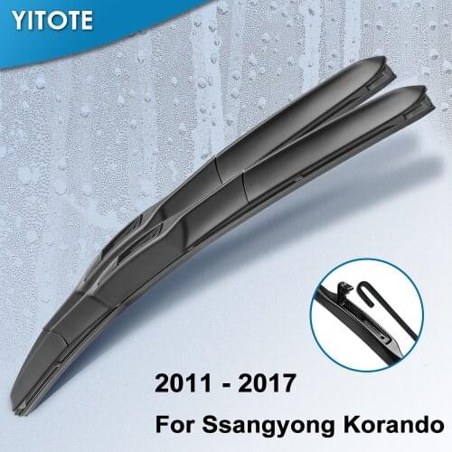 YITOTE Windscreen Hybrid Wiper Blades for Ssangyong Korando Fit Hook Arms 2011 2012 2013 2014 2015 2016 2017