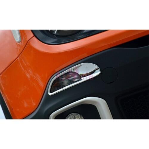 Chrome Car Styling 2016 2017 2018 DayLight Cover Side Gille Bumper Fog Lamp Trims Overlay Panel For Jeep Renegade Accessories