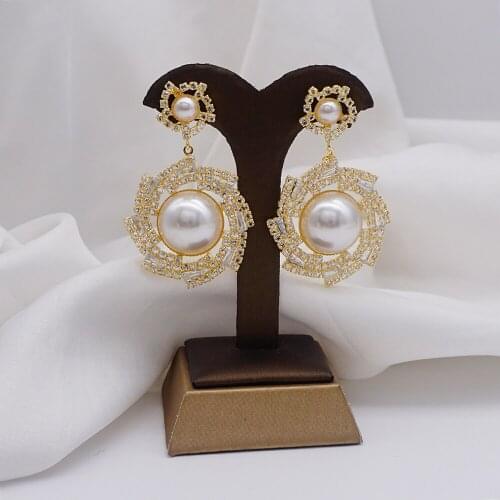 Crystal gold stud earring big Pearl Exquisite Drop Earrings For women dangle Earring Drop Earrings earings fashion jewelry 2021