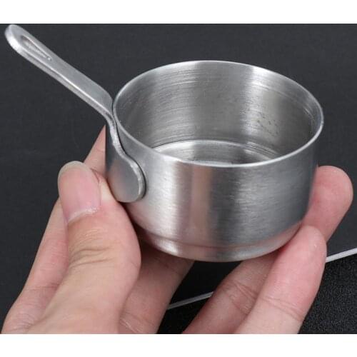 1pc Mini Heating Pot Stainless Steel Soup Pot Butter Sauce Pan Milk Pan Flavour Seasoning Dish Gravy Boats Tableware With Handle