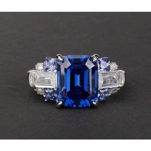 Rectangular 8*10 6 Karat Ring S925 Sterling Silver Ring Retro Beautiful Luxury Wedding Jewelry