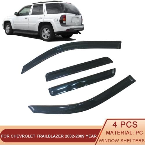 For Chevrolet Trailblazer 2002-2009 Auto Black Tinted Car Side Window Visor Guard Vent Awnings Shelter Rain Guard Door Ventvisor