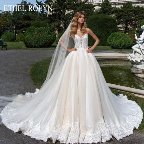 ETHEL ROLYN Lace Princess Wedding Dress 2021 Romantic Invisible Neckline Beading Appliques Bridal Gown A-Line Wedding Gowns