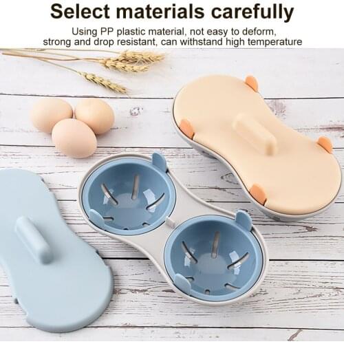 Microwave Egg Poacher Food Grade Cookware Double Cup Egg Boiler Kitchen Steamed Egg Set Microwave Ovens Cooking Tools