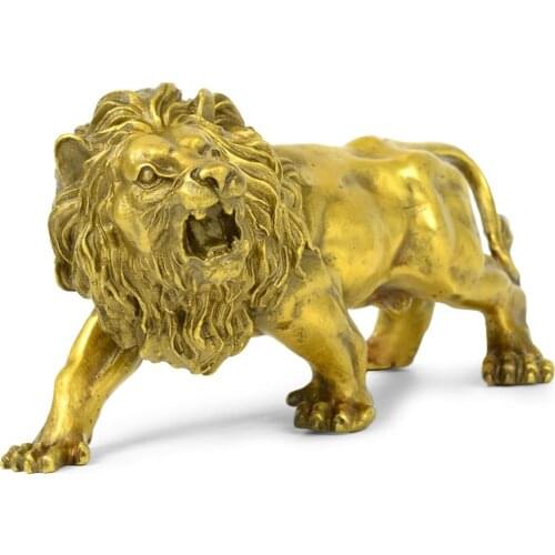 Lion Copper Statues For Decoration Lion Statue Resin Figurine Sculpture Model Crafts Animal Abstract Chinese Home Decor
