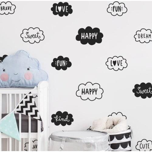 Cute Cloud Wall Decals Nursery Art Decor Vinyl Words Wall Sticker for Kids Room Decoration