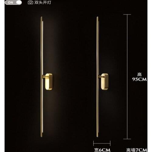 Nordic Corridor All Copper Simple Line Wall Lamps Post-Modern Bedroom Bedside Wall Decor Led Wall Lights Living Room Stair Lamps