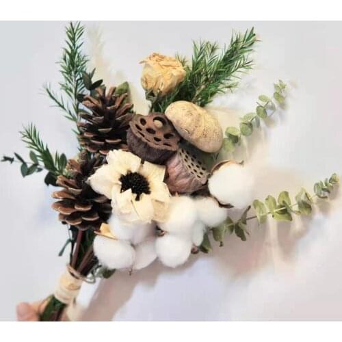 Natural Plants Dried Flowers Chamomile Eucalyptus Leaves Cotton Bouquet Home Wedding Table Wall Decor Aesthetic Accessories