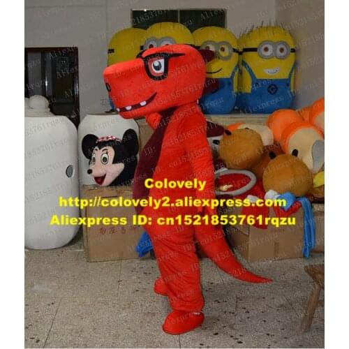 Awkward Red Dinosaur Doctor Dino Stegosaurus Iguanodon Mascot Costume Mascotte Cartoon Character Adult Big Mouth No.9213 Free Sh