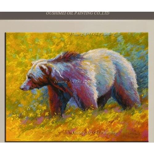 New Art Hand Painted Bear Oil Painting Animals Painting for Decoration Wall Painting On Canvas Modern Bear Animals Picture