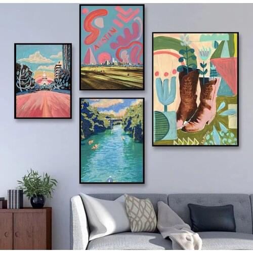 Austin Texas Wall Art Landscape Travel Fashion Poster Gift Abstract Canvas Painting Prints Nordic Living Room Home Decoration