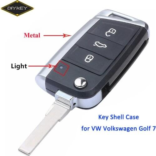 DIYKEY 3 Button Modified Folding Flip Remote Case Shell for VW Golf 7 GTI MK7 Skoda Octavia A7 Seat Car Key Cover