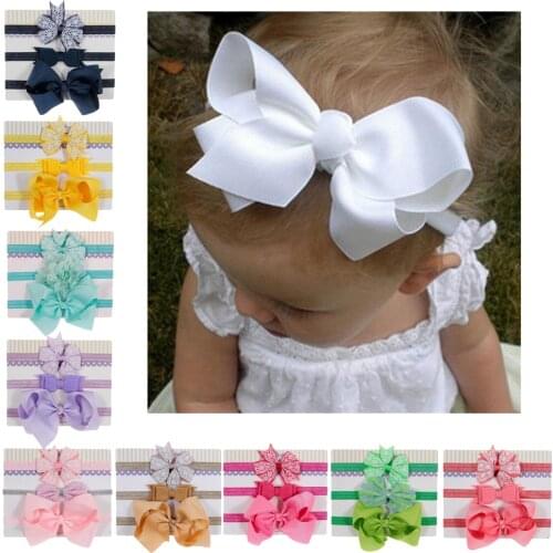 Yundfly 3pcs/pack Newborn Ribbon Bowknot Headband Set Baby Girls Bow Headwear Kids Hair Accessories