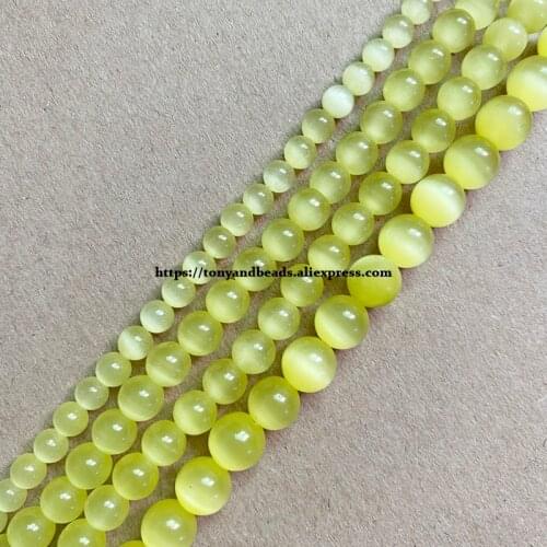 2lots more 10% off ! Natural Moon Stone Lemon Cat Eye 15" Round Loose Beads 4 6 8 10 12mm Pick Size For Jewelry Making DIY