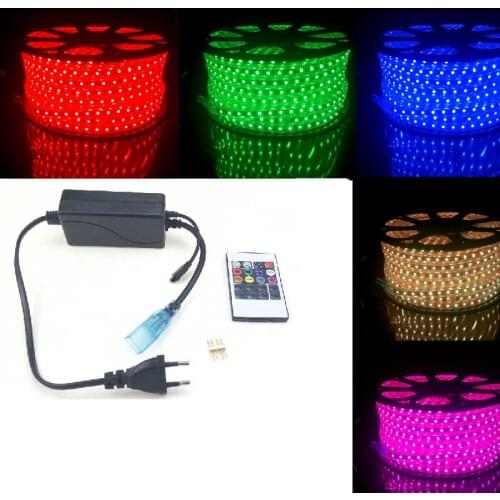 220V RGB LED Strip SMD 5050 IP67 Waterproof AC 220 Volt 60 led/m Diode Flexible Rope Home Garden Decorative Tape