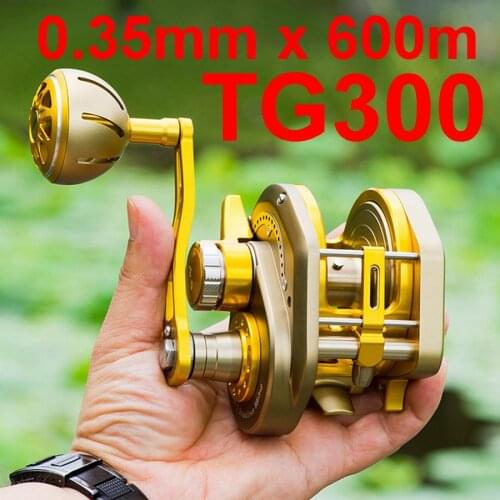 TG300 TG3000 Drum Fishing Trolling Reel Full Metal Brake 6.3:1 30Kg 13+2 Bearings Anti Seawater Corrosion 670g PE4.5 0.35mm 600M