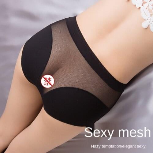 The new sexy lady translucent lace underwear womens cotton hollow plus size briefs high waist Panties 3 pcs/lot