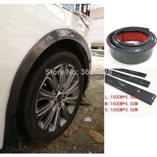 Universal Car Truck Carbon Fiber Rubber Wheel Eyebrow Protector Lip Sticker Trim Fender Flare Anti-scratch