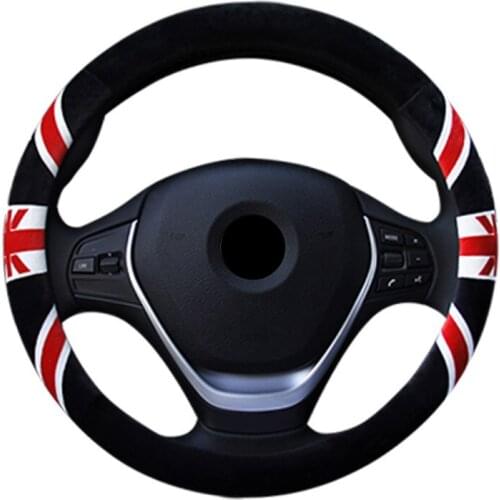 England Style Four Seasons Plush Car Auto Steering Wheel Cover for 37-38 CM 14.5 "-15" M size Braining on the Steering Wheel