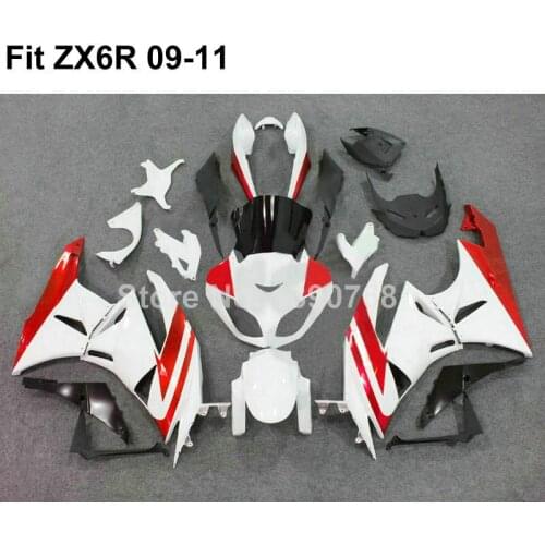Aftermarket body parts fairings for Kawasaki Ninja 636 ZX6R white red black 2009 2010 2011 fairing kit ZX-6R 09 10 11 SV38