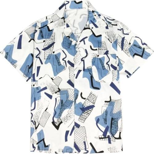 Chic Korean style Short Sleeve Women Blouse Oversize Notched Collar Button Up Ladies Shirt 2021 Summer print Loose Female Tops