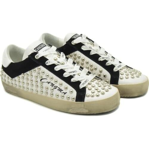 CANGMA Luxury Brand Designer Sneaker Women Retro Stud Platform Sneakers White Casual Shoes With Rivets Female Y2k Shoes 202