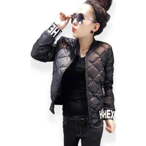 Winter Women Down Jacket Short Cotton Padded Womens Coat Autumn Casaco Light Outerwear Solid Color Parkas Female Clothing Black