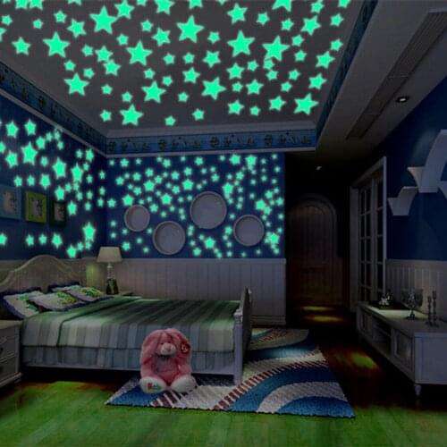 101pcs Plastic Wall White Stickers Night Light 3D Glow In The Dark 3.8cm Stars Moon Luminous Wall Stickers for Kids Room