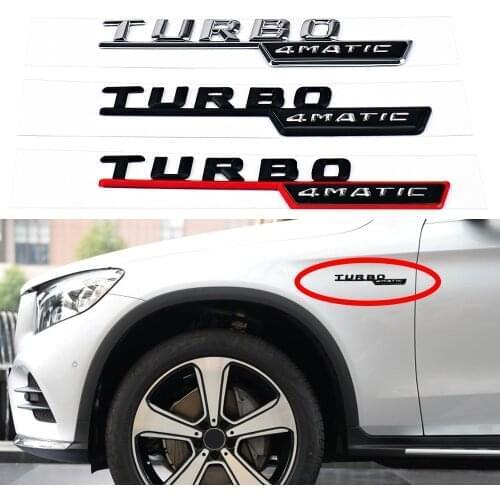 2pcs Car Body Fender 4MATIC TURBO Emblem Logo For Mercedes Benz AMG A C E S Class GT SLC SLK SLS A180 A200 E220 E250 Accessories