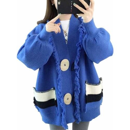 2019 Spring autumn fashion knit cardigan jacket women loose sweaters thicken outerwear students casual sweaters female coat G504