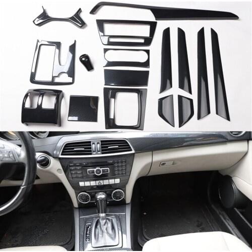 Lsrtw2017 Carbon Fiber Car Accessories Gear Cup Frame Center Control Dashboard Handle for Mercedes Benz C Class W204 2011-2013