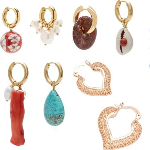 Bohemian boho turquoise beads Mismatched hoop jade earrings whimsical puka shell Mismatched vermeil women earrings jewelry