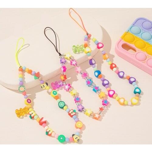 Makersland Colorful Smile Chain For Phone Mobile Heart Fruit Chains Cord Lanyard for Women Fashion Accessories Wholesale Trend