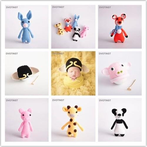 Dvtoinst Baby Photography Props Hat Animals Dolls Crochet Knitted Newborn Fotografia Accessories Studio Shoot Photo Shower Gift
