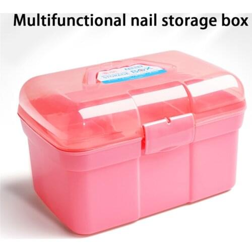 Double-layer Nail Storage Box Nail Art Box Manicure Tool Box Portable Nail Toolbox Art Box Manicure Storage Box Acrylic Tool Box