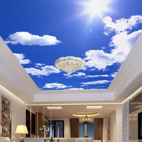 Blue Sky White Clouds Photo Wallpaper Custom Ceiling Mural Hotel Dining Room Living Room Frescoes Home Decor Papel De Parede 3D