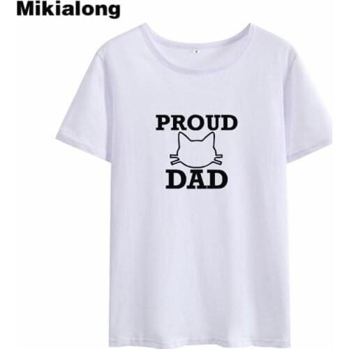 Mikialong Harajuku Kawaii Cat Graphic Tees Women Summer Clothes 2018 Proud Dad Tumblr Girls T Shirt Black White Top Femme