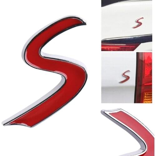 Chrome Metal Red S Car Tail Emblem Badge Decal Sticker For BMW Mini Cooper Wholesale Drop Ship