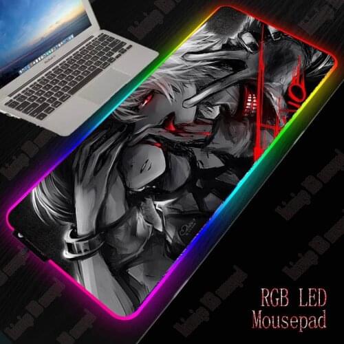 XGZ Tokyo Ghoul Gaming Mouse Pad Gamer Computer Mousepad RGB Backlit Mause Large XXL for Desk Keyboard LED Mice Mat