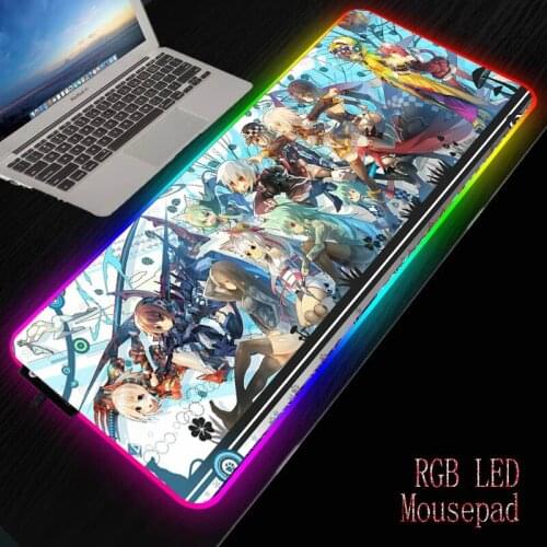 MRGBEST Cute Anime Girl Gaming RGB Large Mouse Pad Non-slip Rubber Computer Led 7color Backlight Mause Mat with Wireless Charger