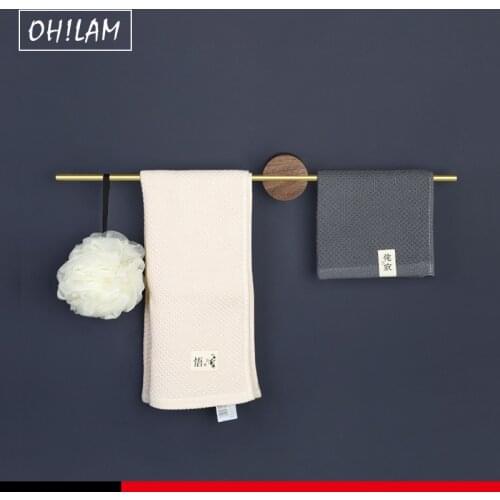 Bathroom fixtures Creative Design Removable Towel Rack Brass Towel Rail Without Nail Installation Kitchen Towel Bar Shelf Holder