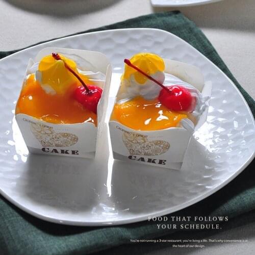 8 inch, plain white bone china square dessert dishes, novelty 3D water design, cute ceramics dinner plate, party decorative